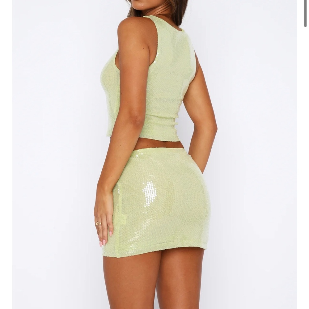 White Fox Boutique Lime Sequin Mini Dress - Picture 5 of 6